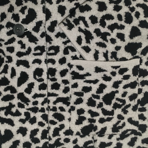 NATION LTD Kelly Blazer Leopard Cardigan Sweater Knit Jacket Wool Black Brown M - Picture 9 of 16